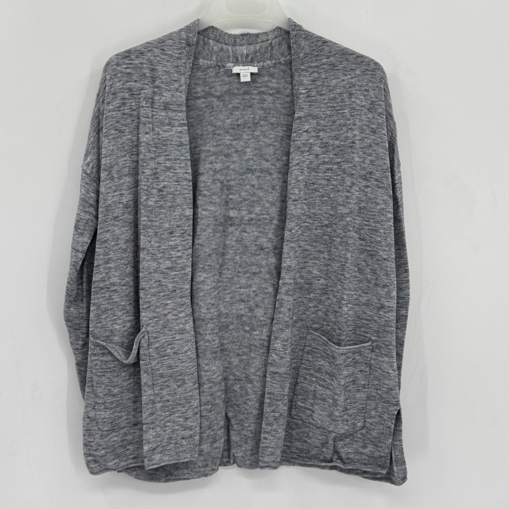 Pure Jill J Jill Open Front Cardigan Sweater Women Size S Gray Pockets